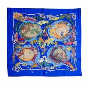 Hermès “Grands Fonds” Silk Vintage Scarf, Annie Faivre, 90cm, Collector’s Item